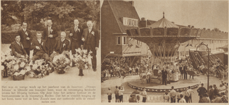 874474 Collage van 2 foto's betreffende het 10-jarig bestaan van de buurtvereniging Prinses Juliana uit de St. ...